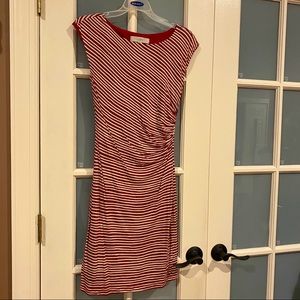 Loft red and white stripe dress